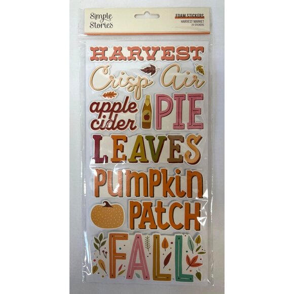 Simple Stories Harvest Market Fall Themed Foam Sticker Pack 29 Stickers - Picture 1 of 4